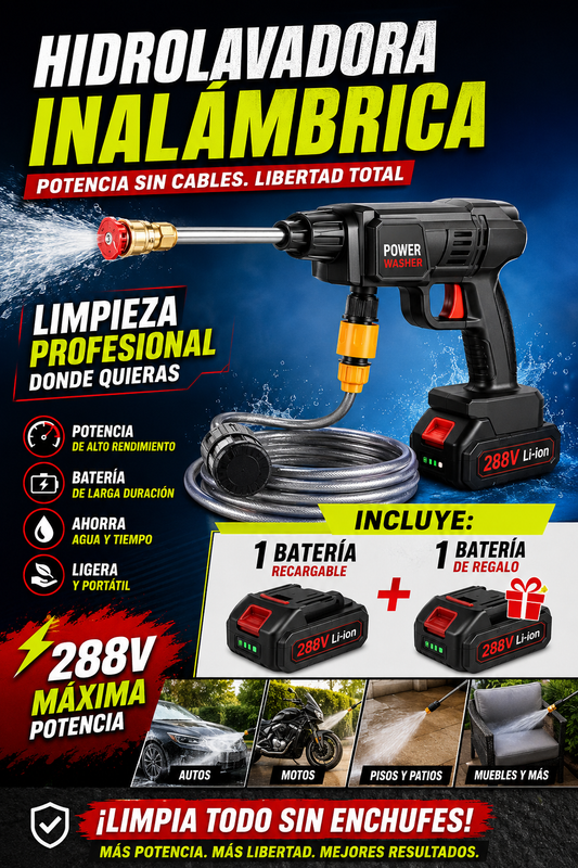 Hidrolavadora Inalambrica 2 Bateria 288v